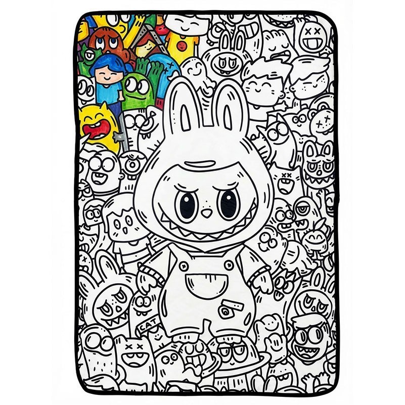 Washable Fleece Painting Blanket with 24 Markers