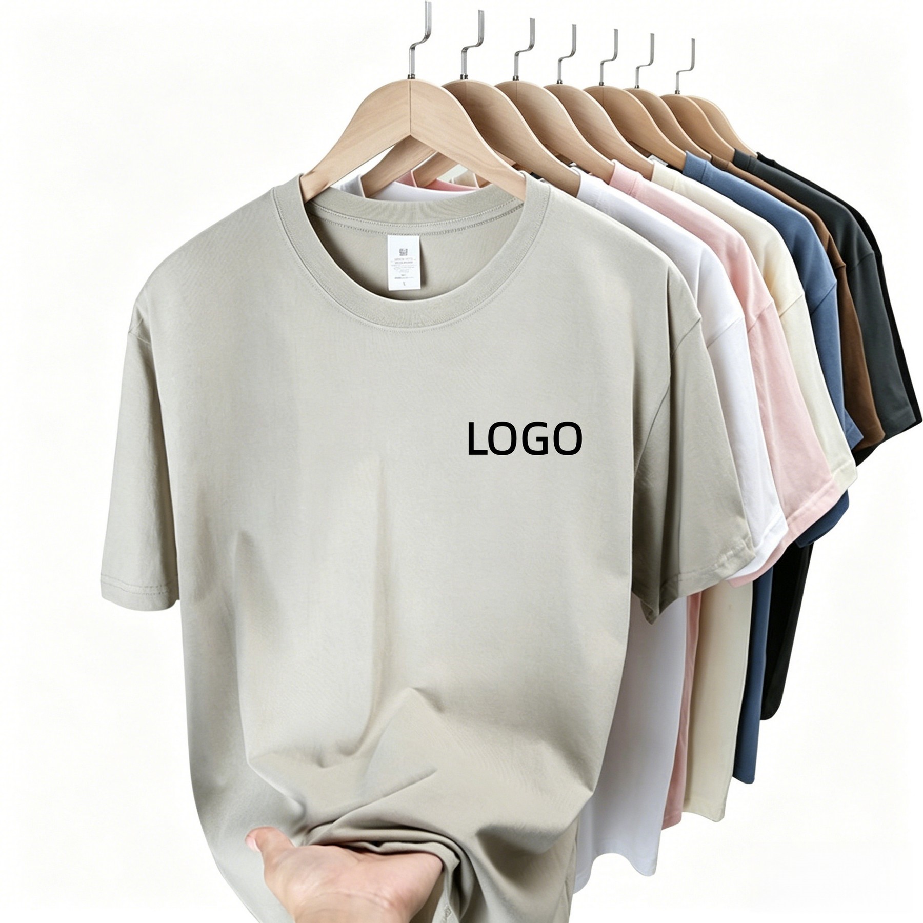230GSM Men Short Sleeve Crew Neck Tee Cotton T-Shirt