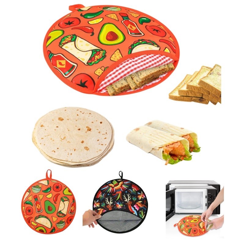 Round Insulated Cloth Tortilla Food Warmer Pouch
