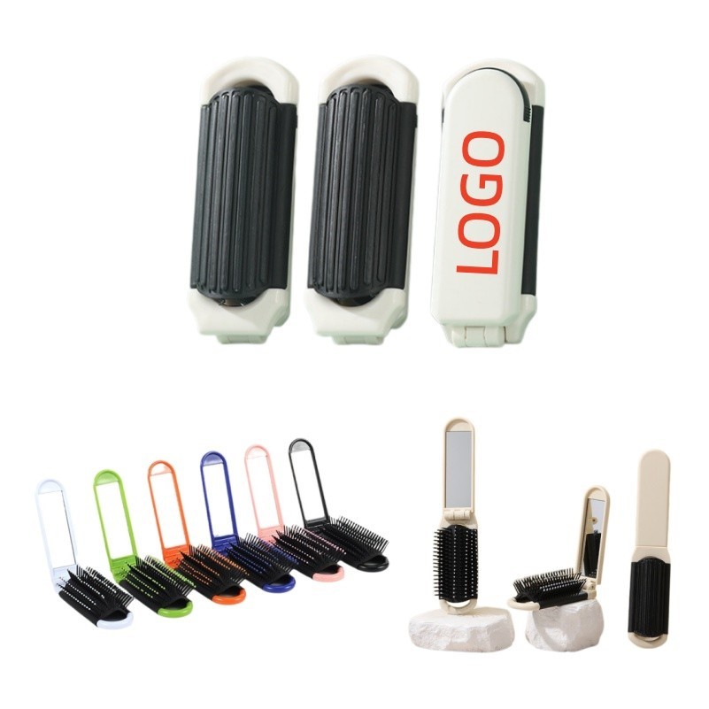 Foldable Hair Brush with Mirror