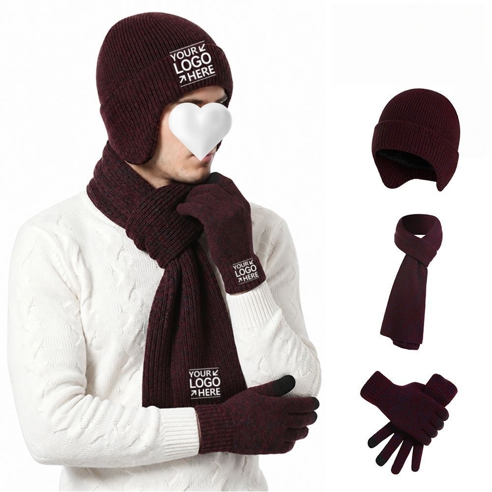 Unisex Set Gloves Hat Scarf