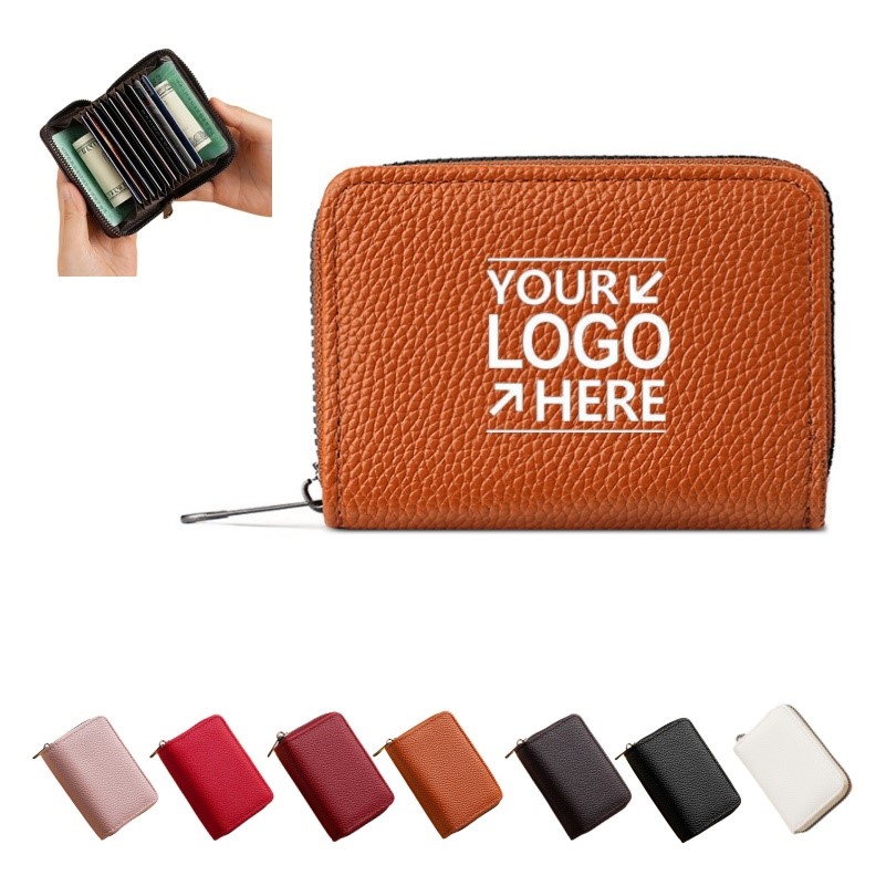 PU Leather Zippered Card Wallet