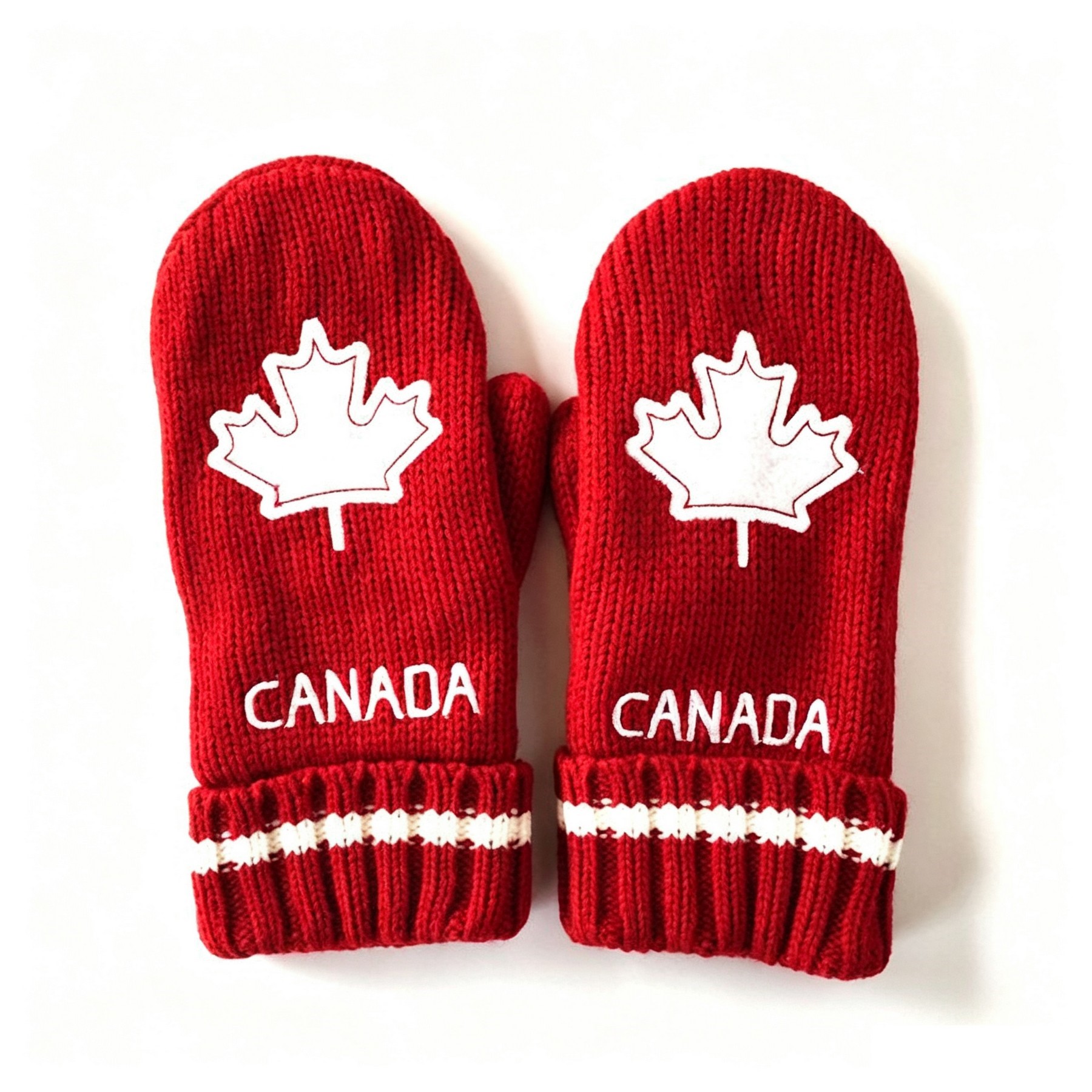 Adult Acrylic Knit Mittens With Warm Lining - Medium