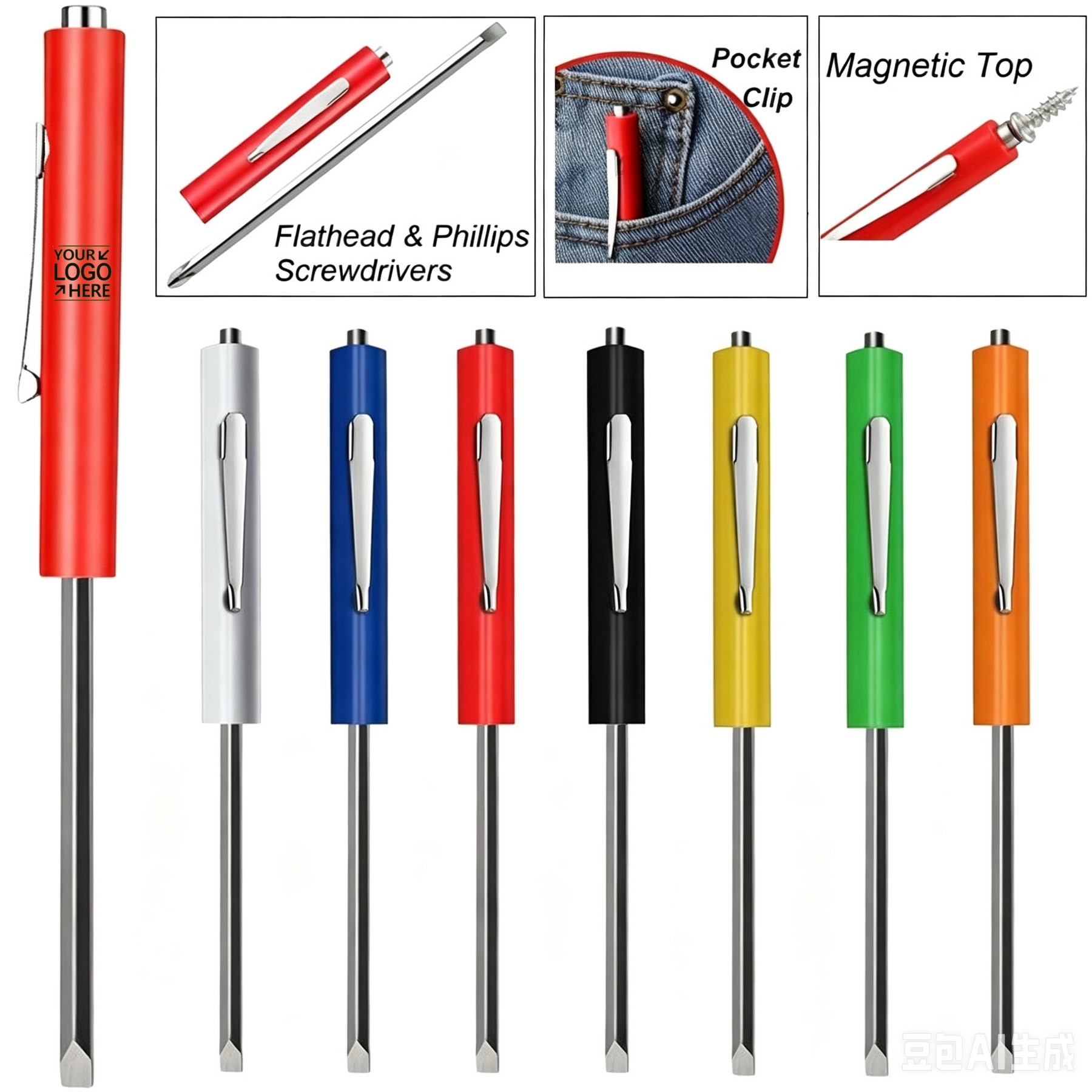 Magnetic Pen-Style Dual Tip Screwdriver With Pocket Clip