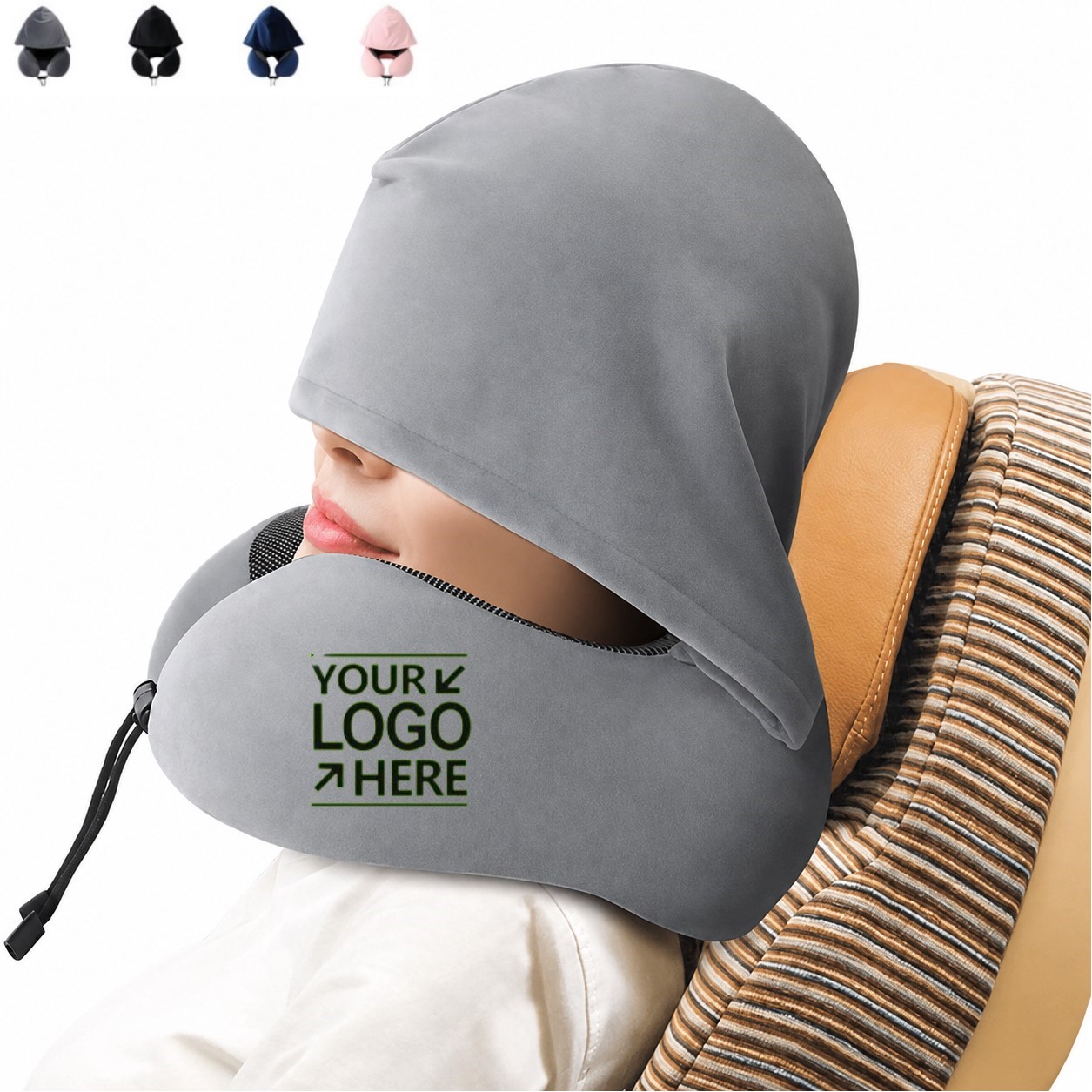 Hooded Memory Foam Travel Neck Pillow