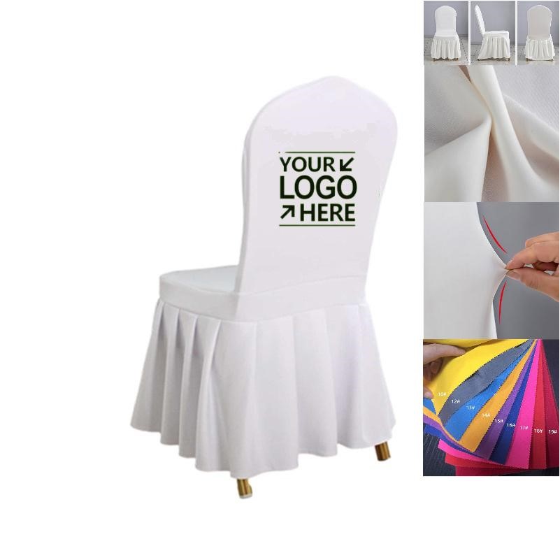 Custom Elastic Pleated Chair Cover With Full-Color Back Logo