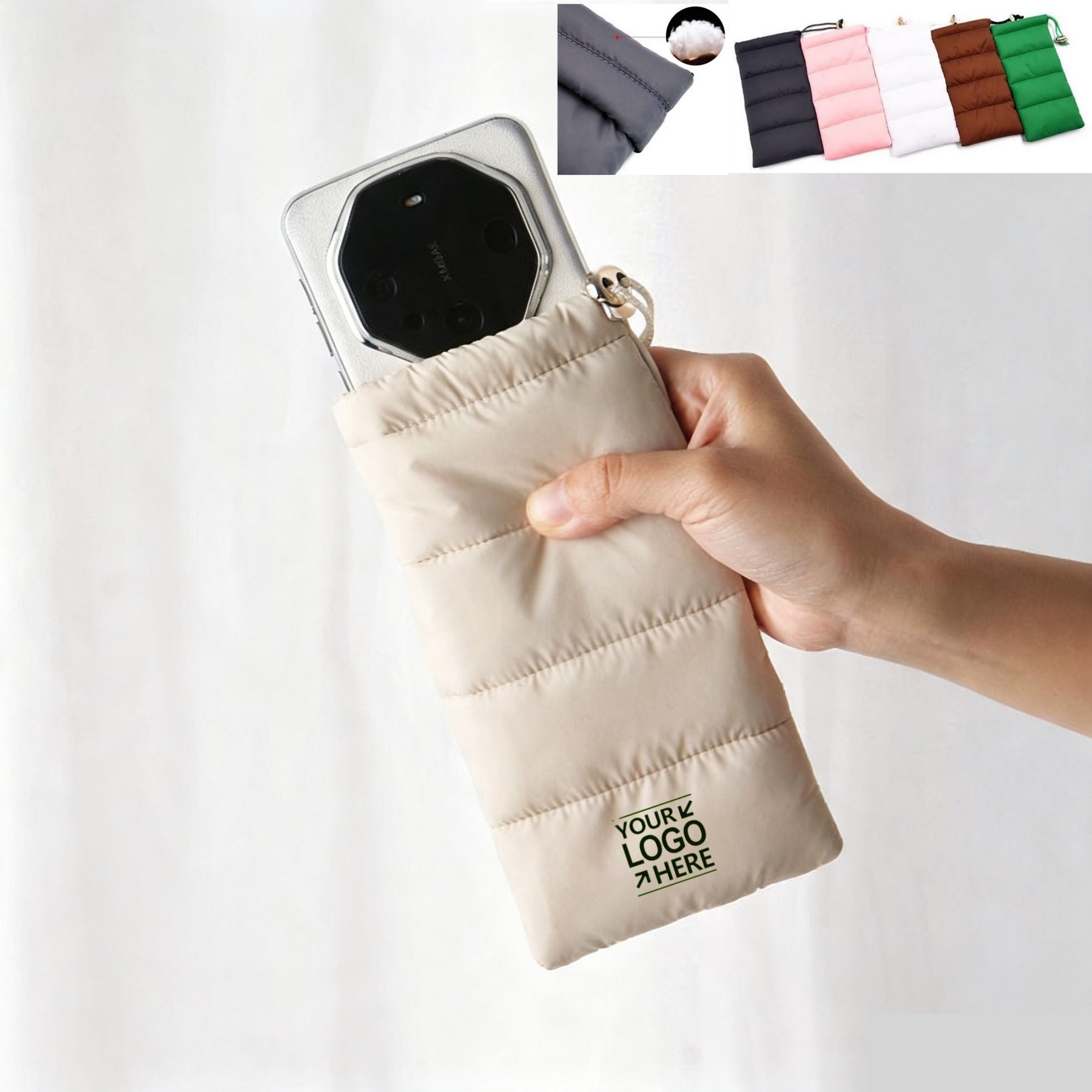 Puffer Phone & Eyewear Drawstring Pouch