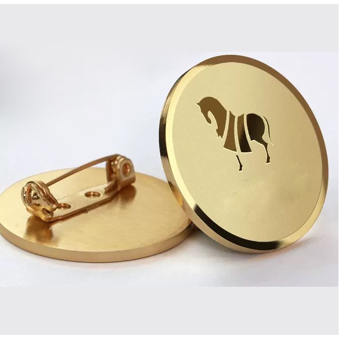 Metal Round Badge Pin With Safety Pin Back