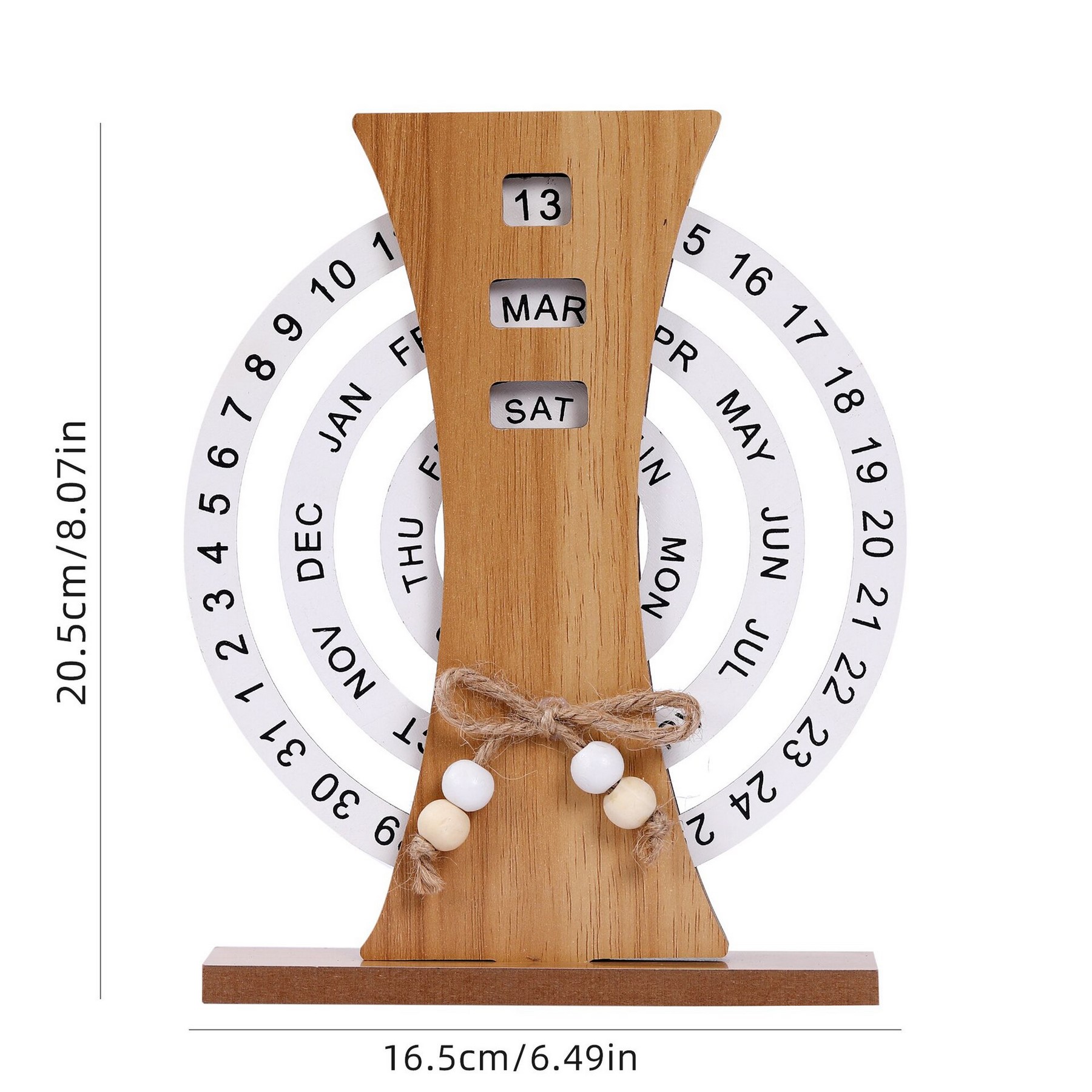 Rotating Wooden Perpetual Desk Calendar