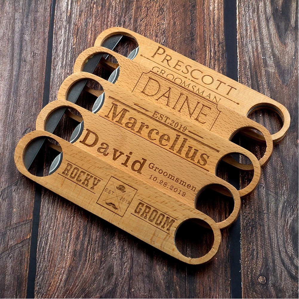 Solid Wood Stainless Steel Bottle Opener Vintage