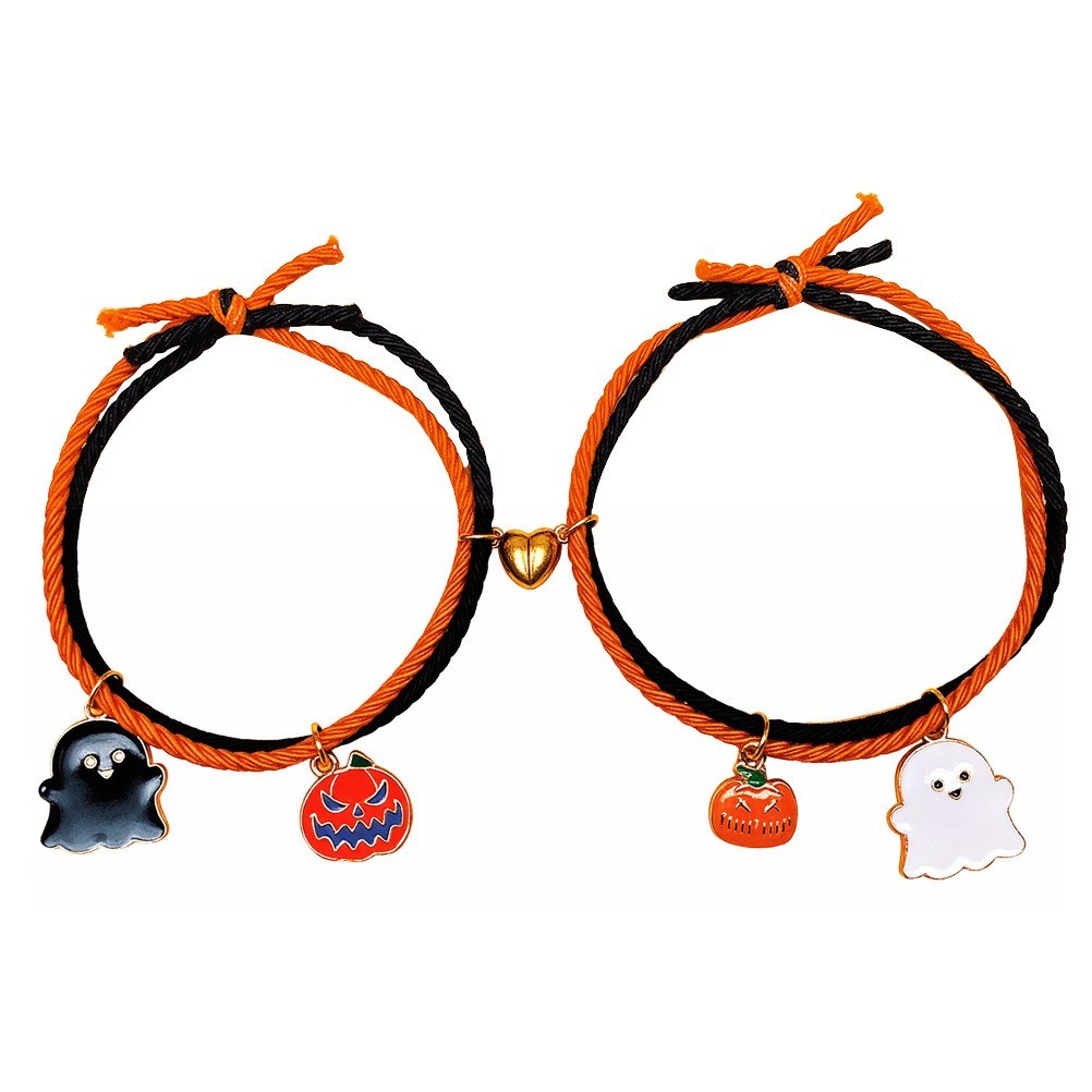 Halloween Magnetic Charm Rope Bracelet Set