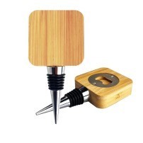 Bamboo Wine Bottle Stopper with Opener