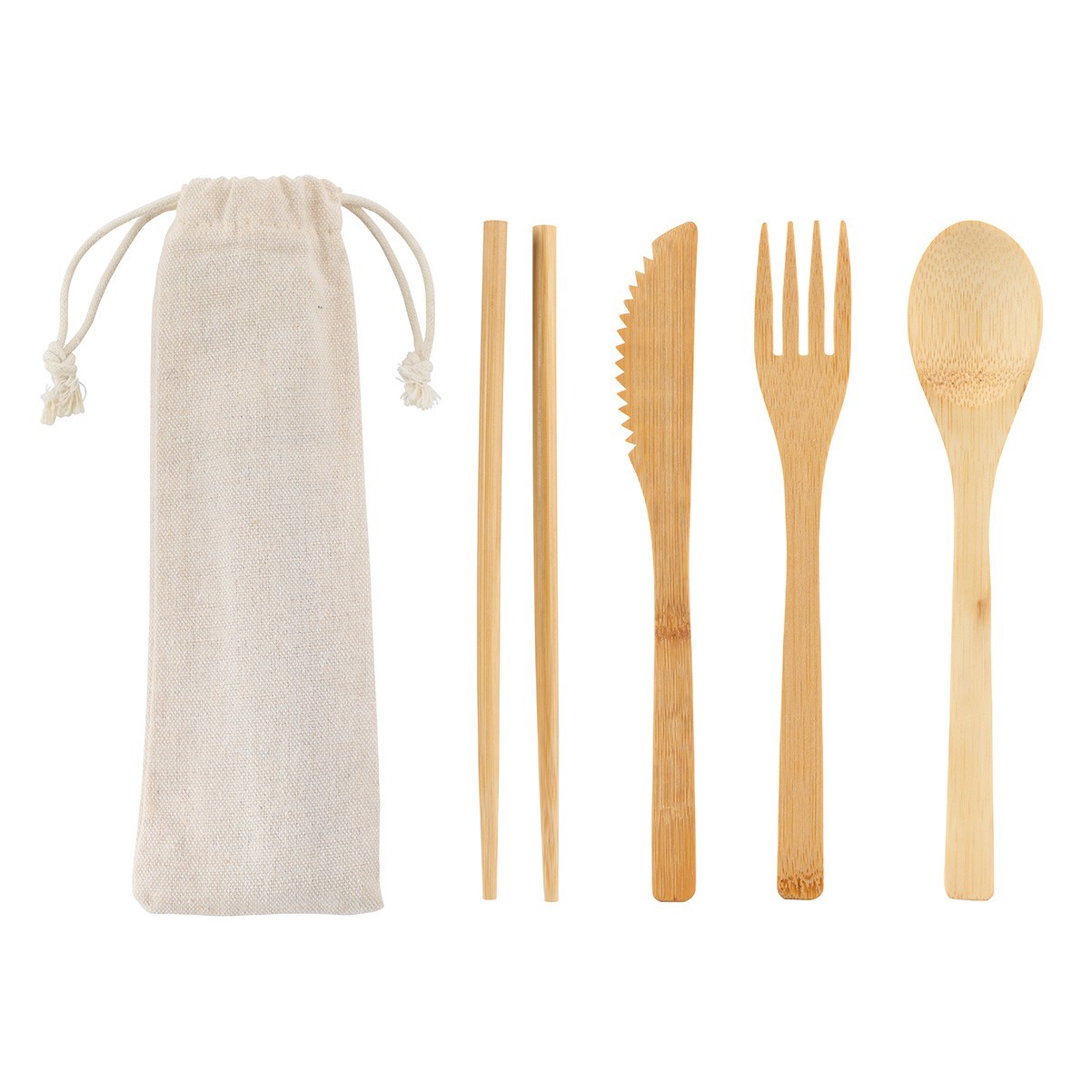 Bamboo Travel Cutlery Set with Pouch