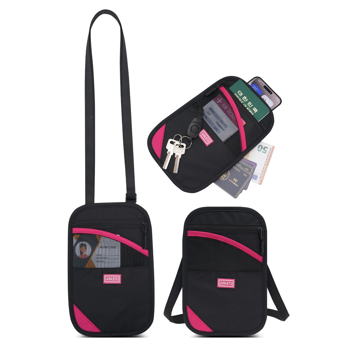 Nylon RFID Passport Holder Travel Wallet
