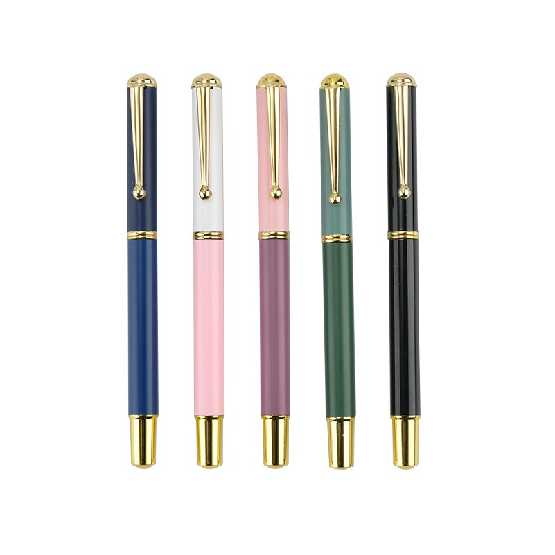 Luxury Metal Gel Pen with Gold Trim for Office and Promotional Use