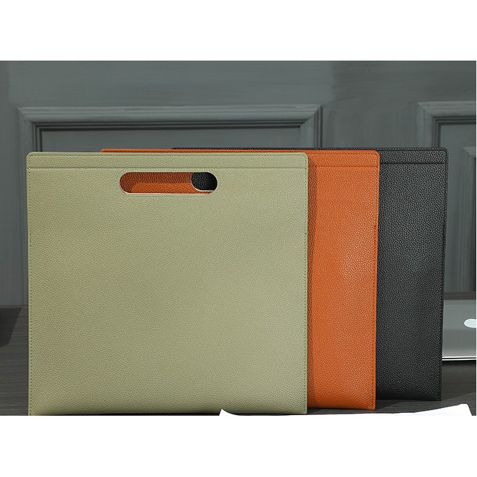 A4 PU Leather File Portfolio Tote with Handle Storage