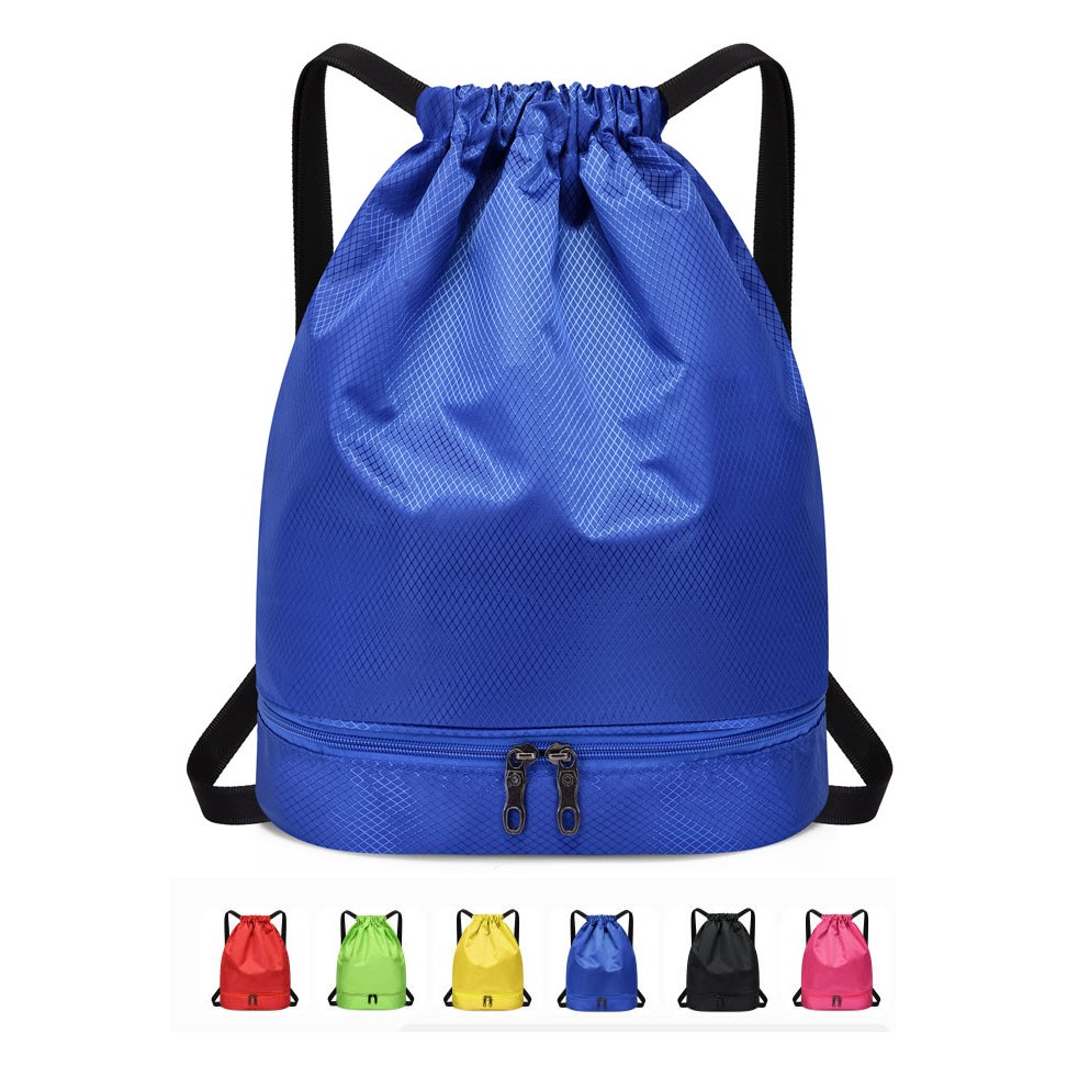 Dry Wet Drawstring Backpack Bag with Shoe Compartment
