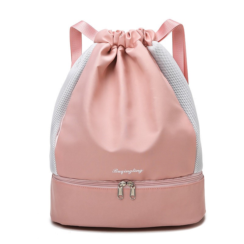 Waterproof Drawstring Gym Backpack Shoe Compartment Dry Wet Separation Bag