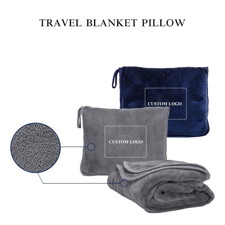 Flannel Travel Blanket & Pillow 2-In-1 Car and Airplane Throw