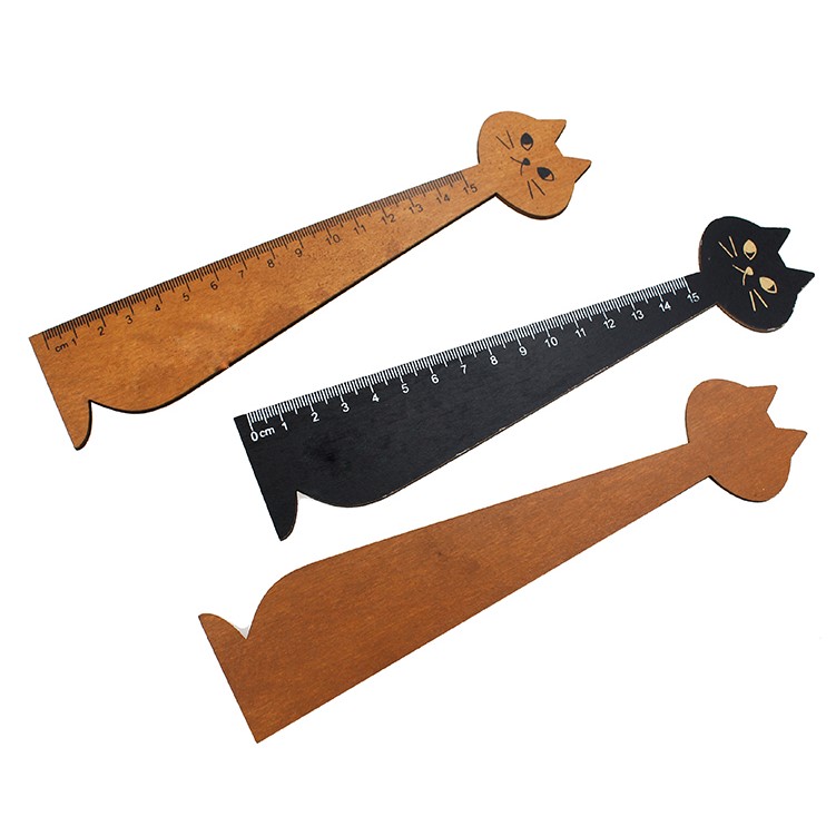 Cat-Shaped Wooden Ruler