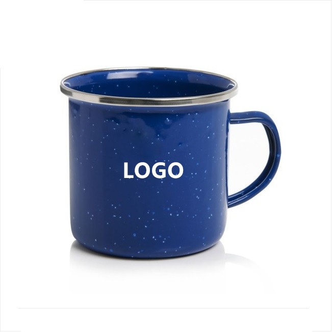 12 Oz. Speckled Metal Enamel Mug w/Silver Rim