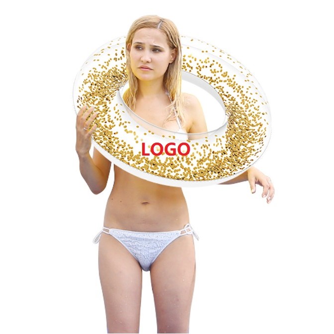 Inflatable Swim Ring Floaty w/Glitter