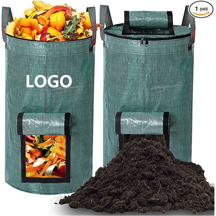 34 Gallon Reusable Heavy Duty Yard Garden Composting Bags w/Zipper Lid And Handles