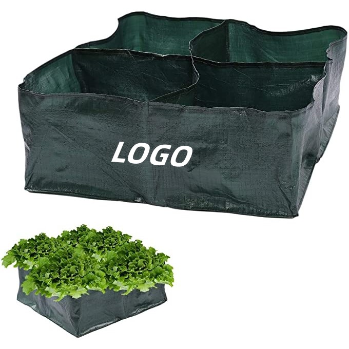 Waterproof & Durable Vegetable Planting Bag w/Raised 4 Divided Grids