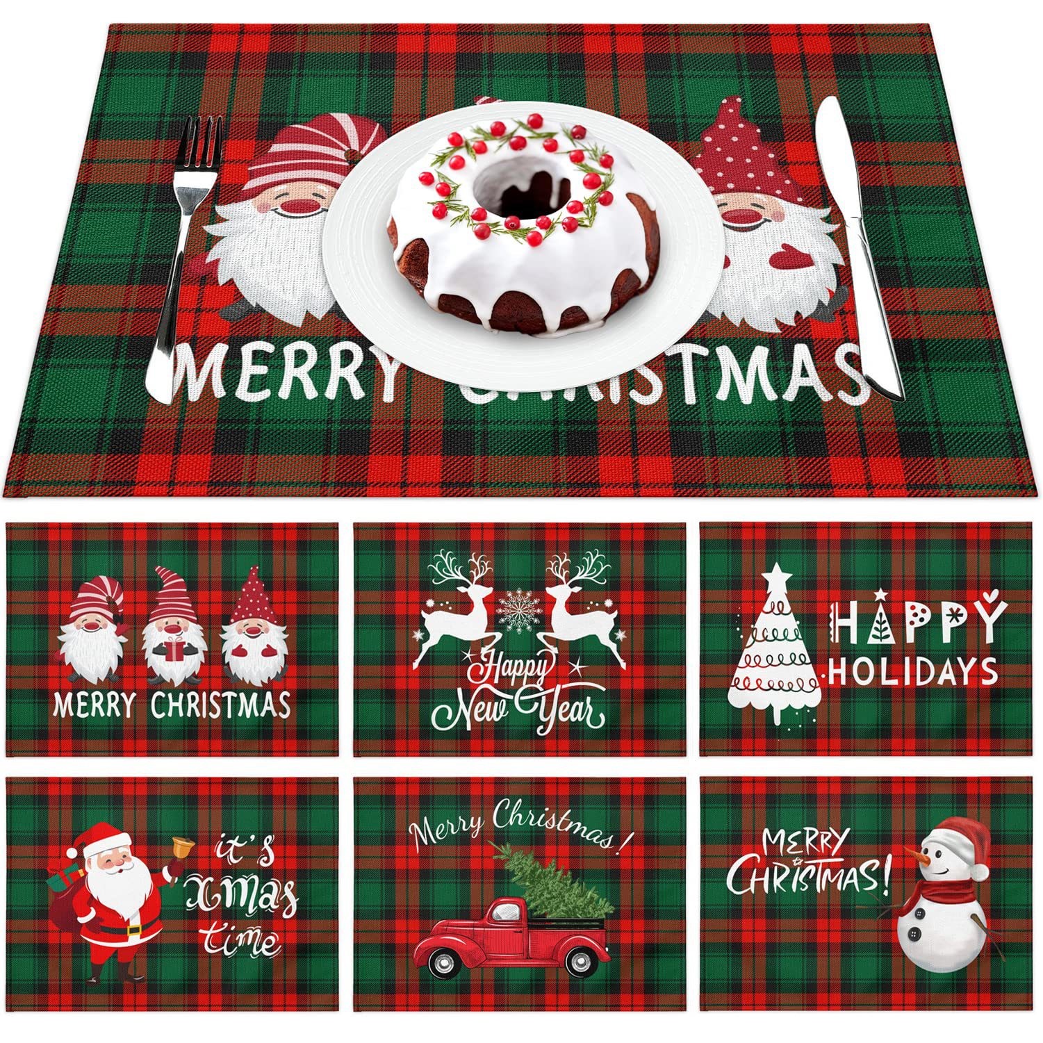 Merry & Bright Christmas Placemats For Dining Table