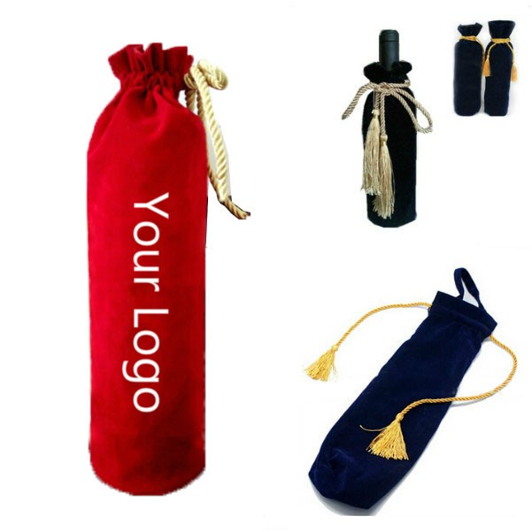 Luxury Flannelette Wine Bottle Gift Drawstring Bags