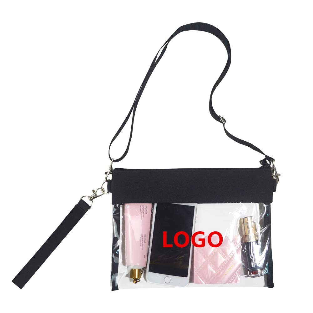 Transparent PVC cross-body makeup bag