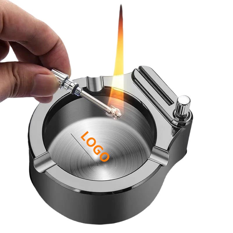 Metal Ashtray W/ Ten Thousand Match Lighter