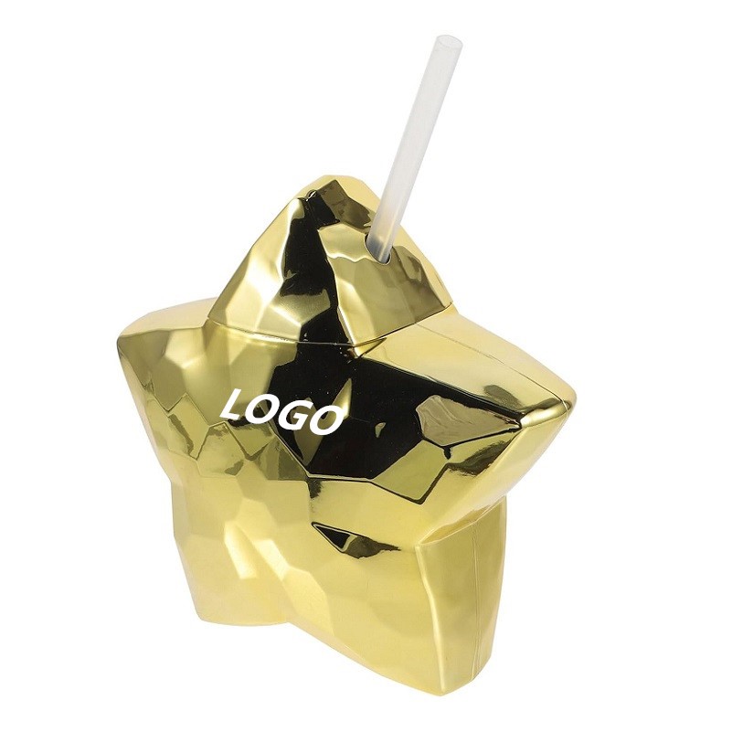 20 Oz. Star Shaped Plastic Cocktail Cups w/Straw