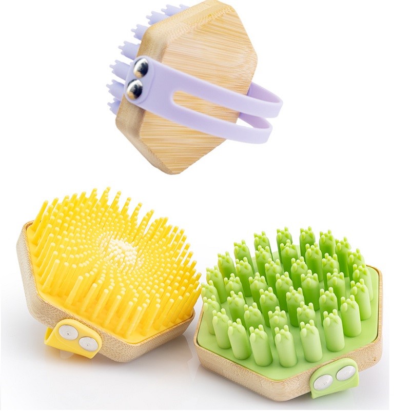 Custom Bamboo & Silicone Body Scrubber Hexagon