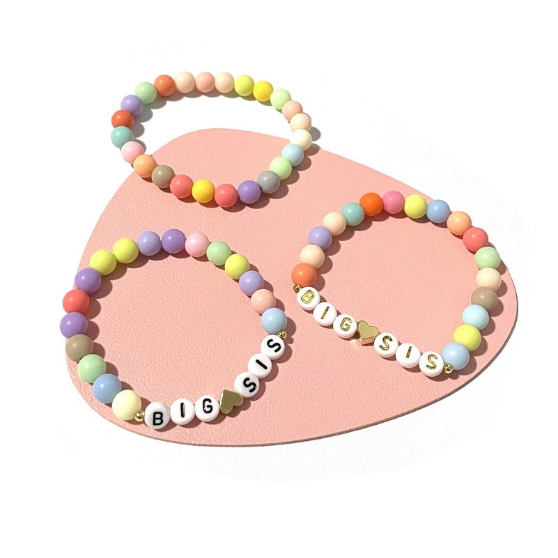 Colorful Beads Bracelet w/ Alphabet For Adult