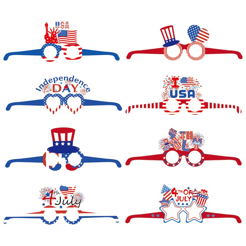American Flag Decoration Glasses 8Pc/Set