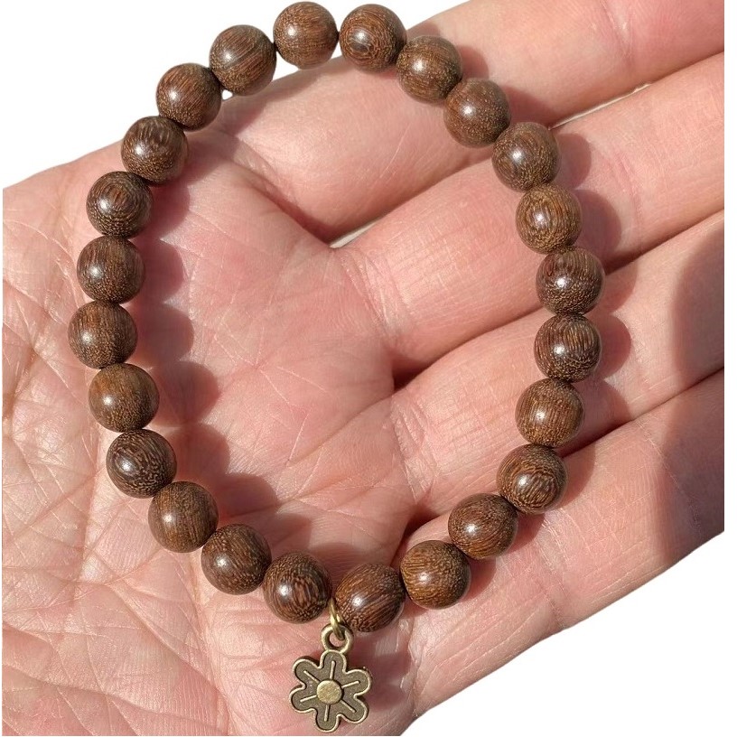 Wooden Beads Bracelet w/ Flower Charm