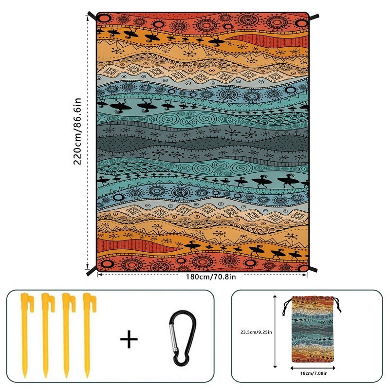 Quick Dry Sand-Free Beach Blanket Picnic Mat w/Pouch