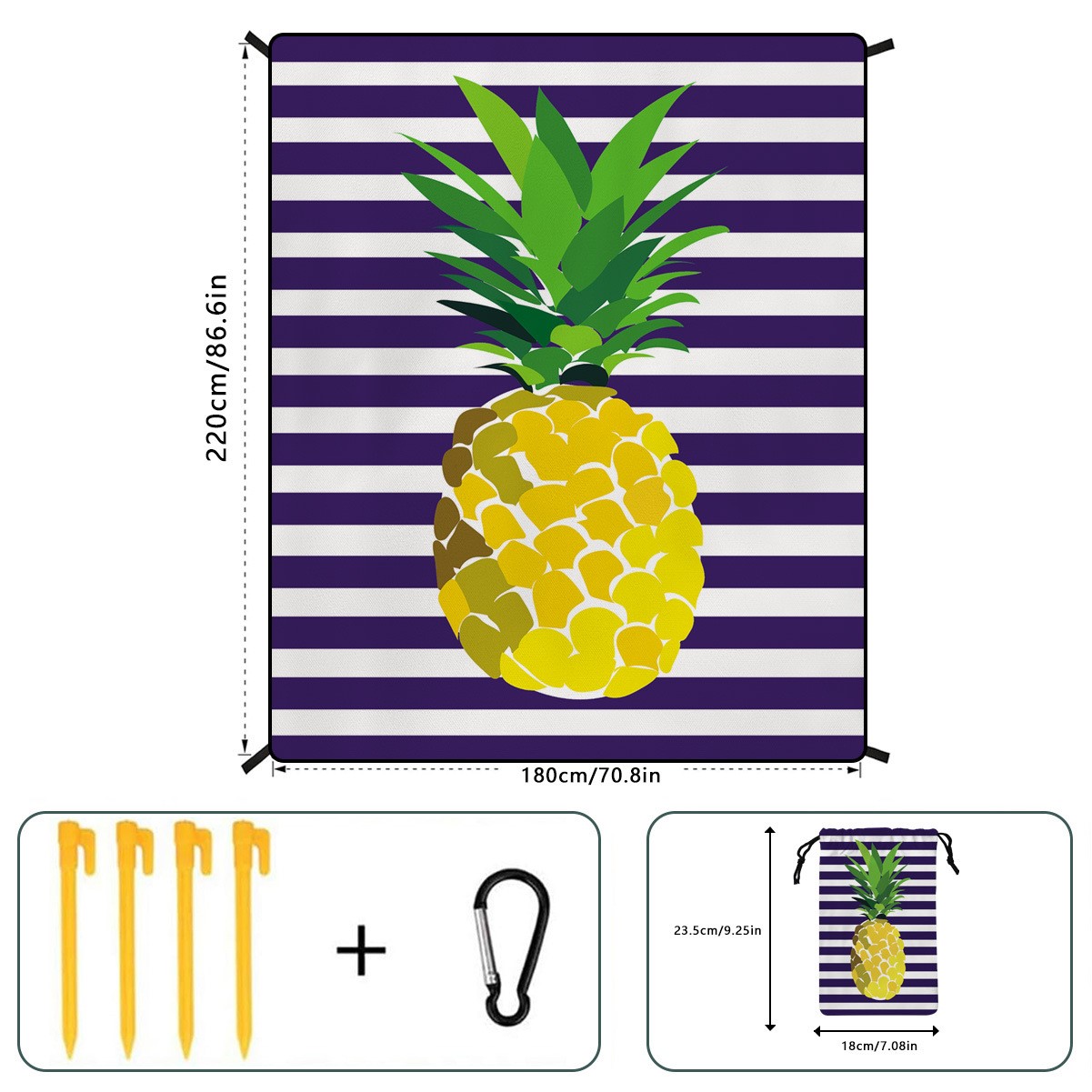 Quick Dry Sand-Free Beach Blanket Picnic Mat w/Pouch