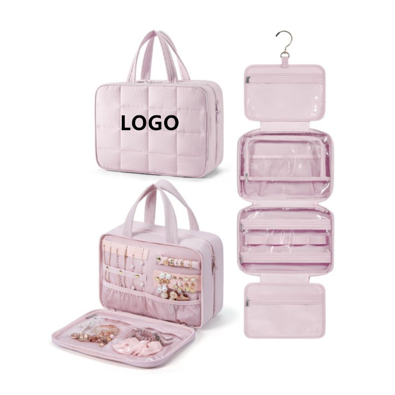 Hanging Travel Toiletry Bag w/Jewelry Organizer