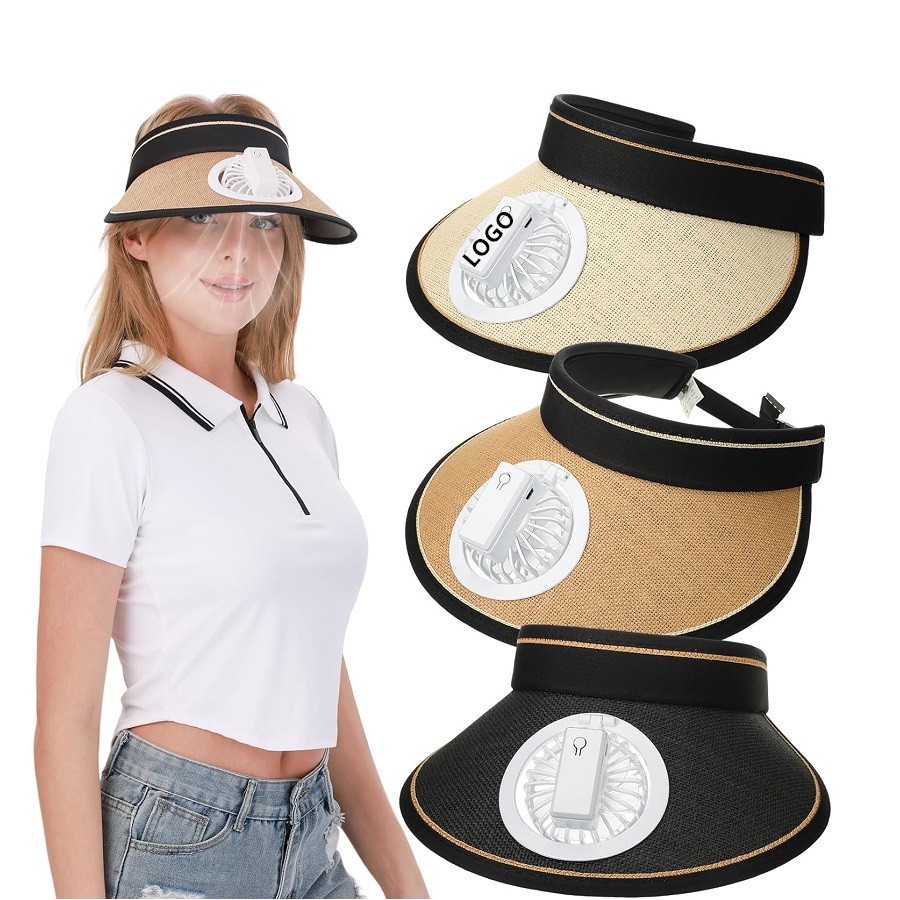 Sun Visors Hat w/Chargable USB Fan
