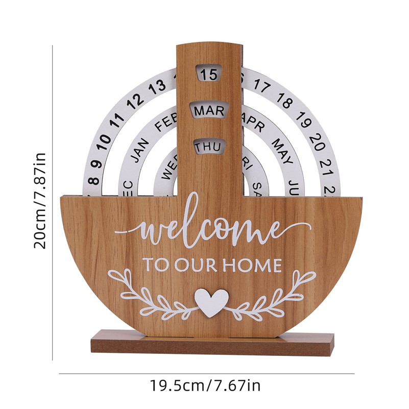 Creative Manual Rotating Wooden Disc Perpetual Calendar