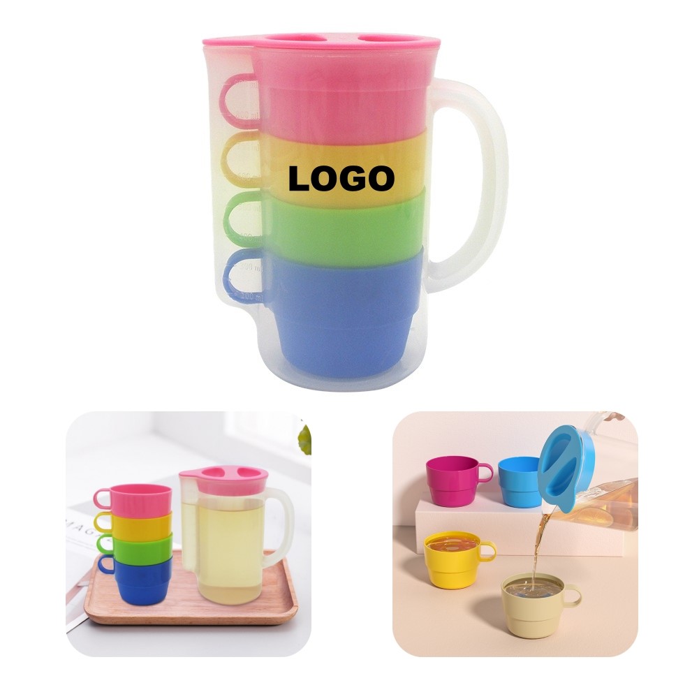 BPA-Free Rainbow Color Plastic Cup & Jug Set