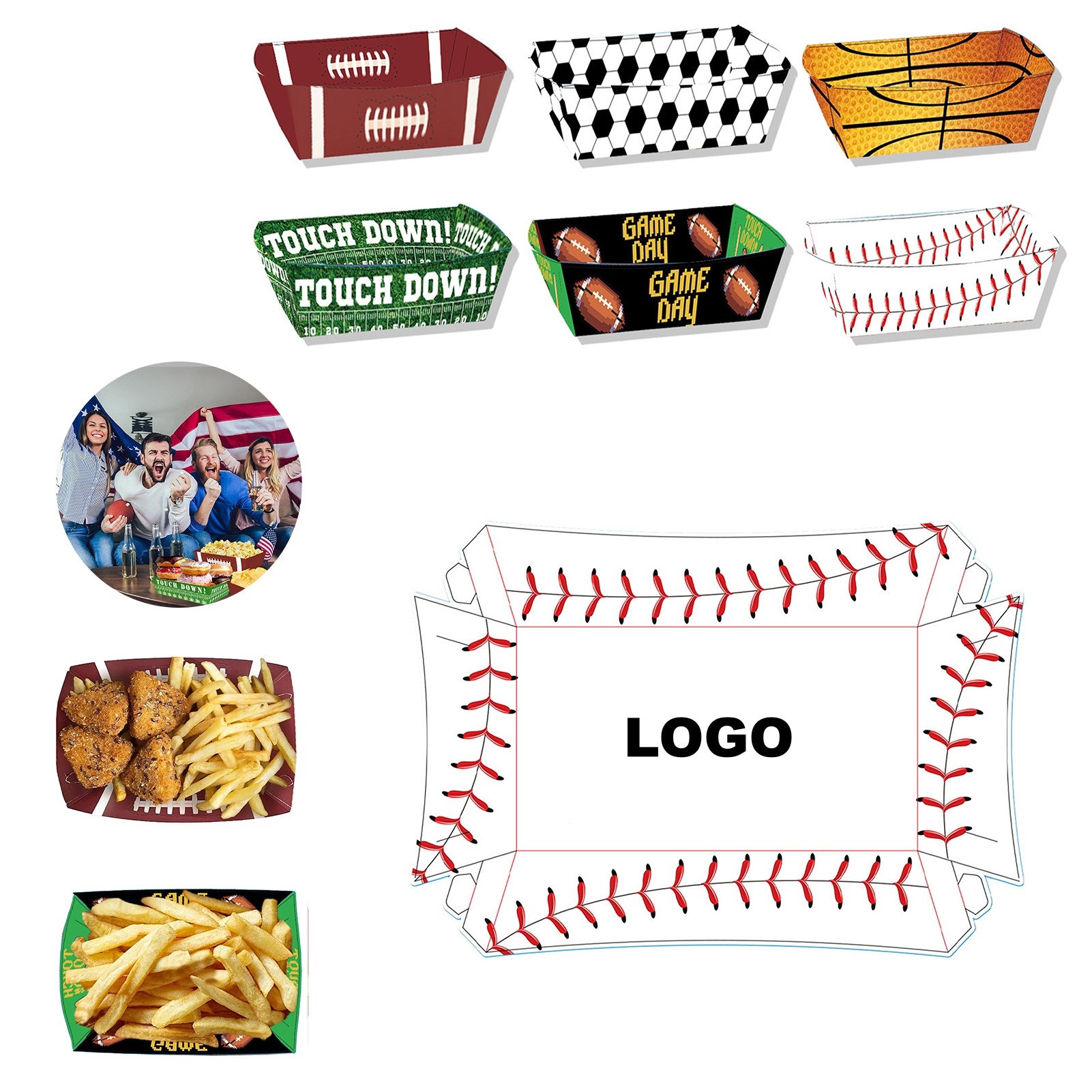 Sports Themed Disposable Paper Food Tray