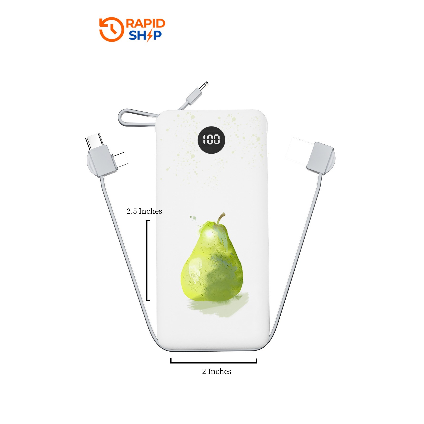 Universal Portable Powerbank with Built-in Cable Keychain Digital Displayay 10000mah