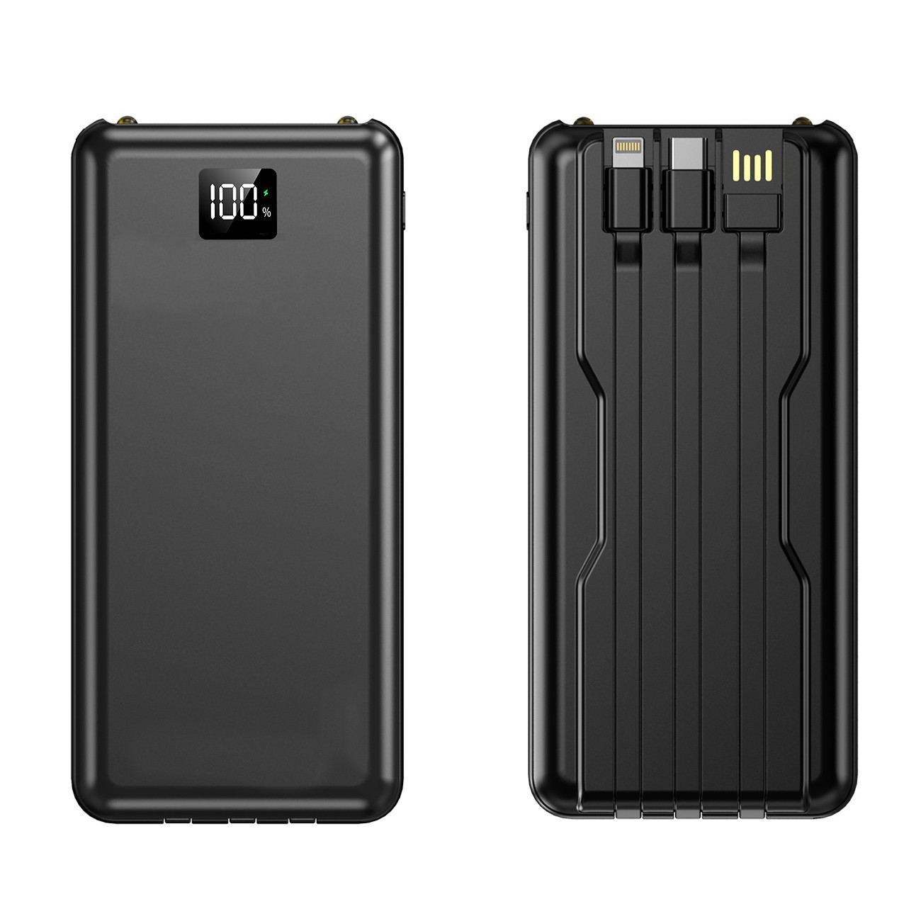 Portable 10000mAh Power Bank with Built-in Cables,LCD Power Display, Dual Flash 22.5W Fast Charging
