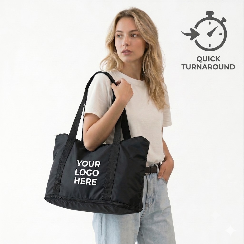 Foldable Travel Duffel Bag with Trolley Sleeve, Portable Waterproof Carry-On Luggage Bag