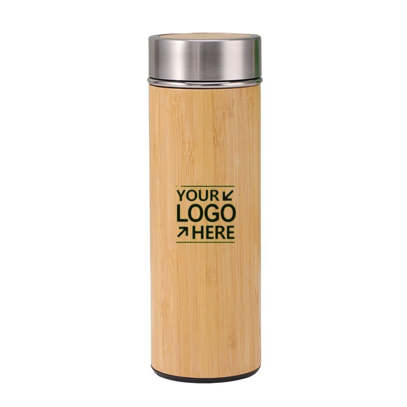 16 Oz Stainless Steel Bamboo Vacuum Insulated Strainer Mug