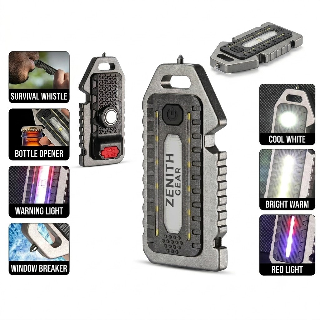 Multi-Function Mini LED Keychain Torch Light
