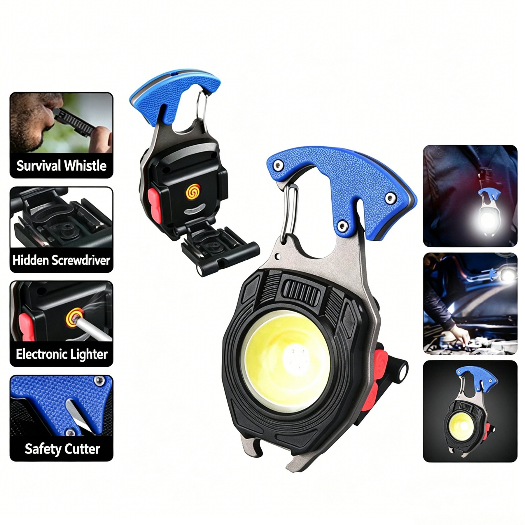 Multi-Tool Keychain Light for Emergency Use